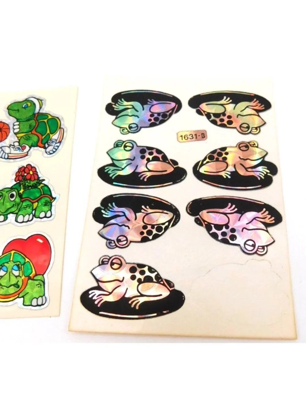 Vintage Vending Prism Holographic Turtle Frog Sticker Sheets 1980s Collectible